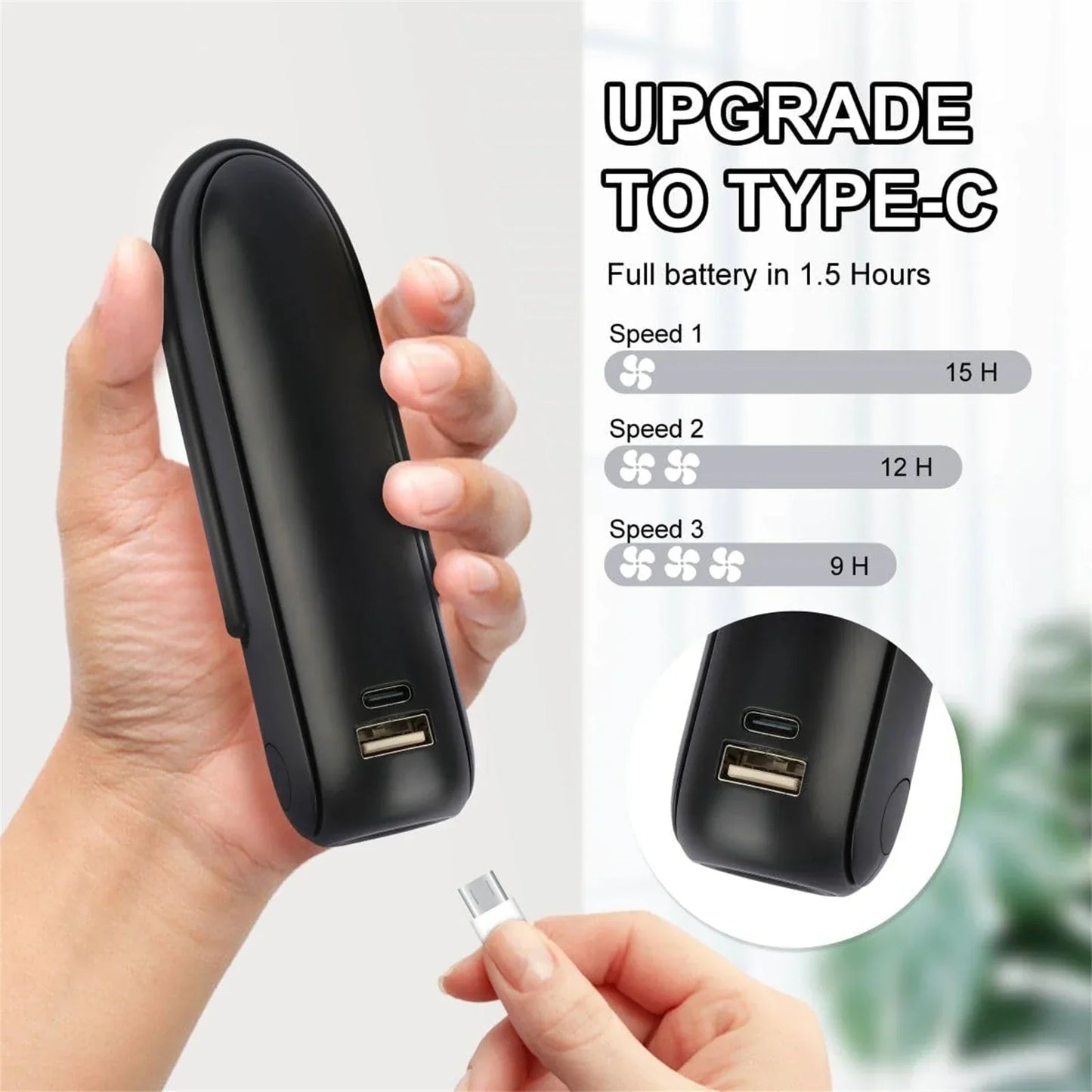 Frendorf | BreezeMate | 3in1 Mini Ventilator | Handventilator, Powerbank & LED Lampe | Kompakt & Sicher