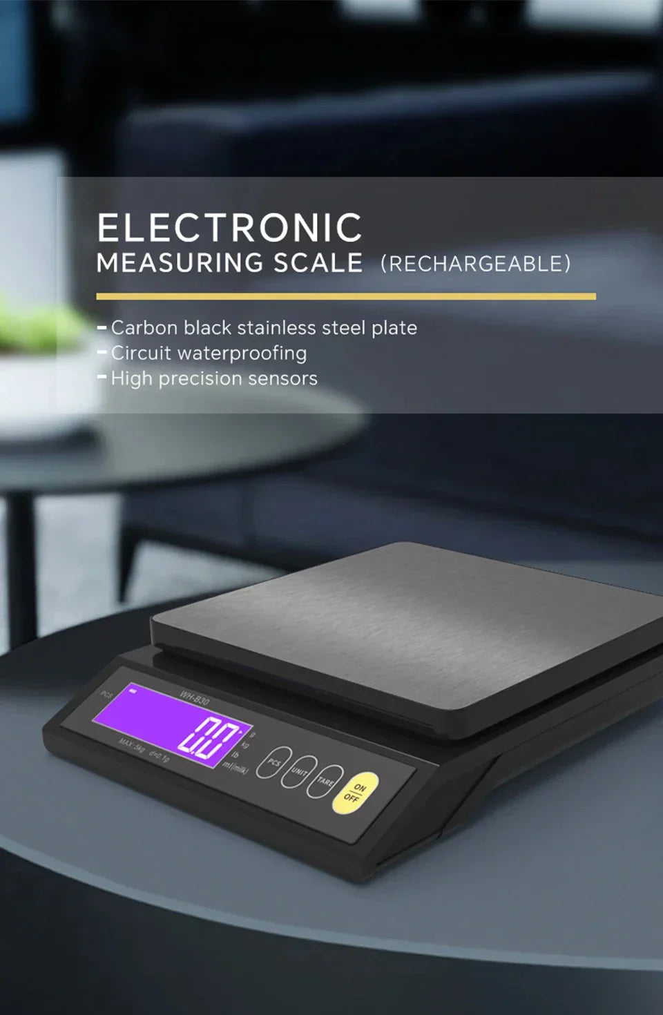 Frendorf | 5 kg/0,1 g und 10 kg/1 g digitale elektronische Küchenwaage, LCD-Display, voll wasserdichtes Edelstahl-Waagetool zum Backen