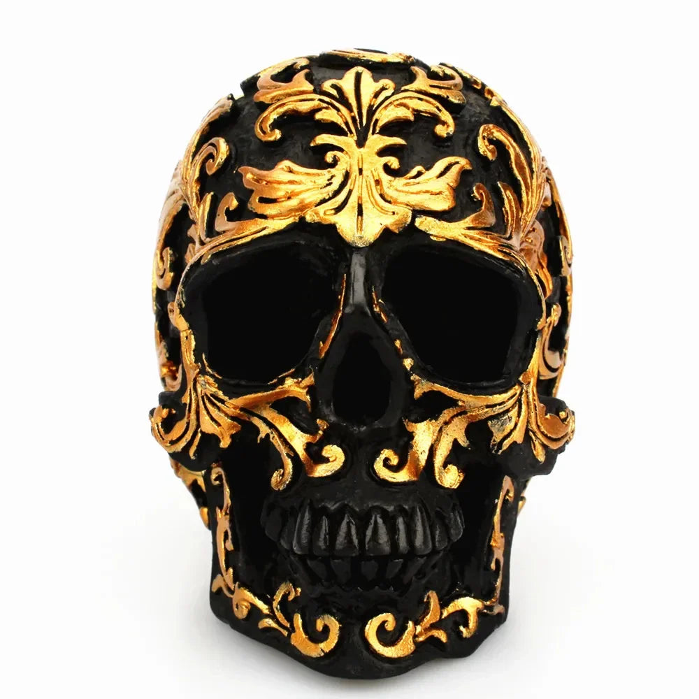 Halloween-Party Schädelkopf-Figuren Raumdekoration Harz Handwerk Goldene Schnitzereien Ornamente Kunst Wohnkultur Zubehör