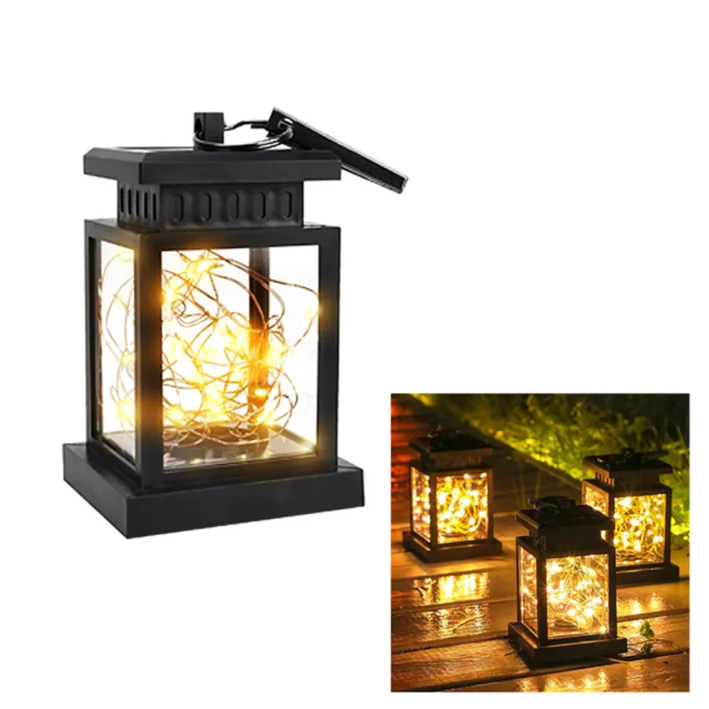 LED Retro Flackernde Hängelaterne: Helle Gehwegdekoration Solar Lampe für Außenpalastbeleuchtung