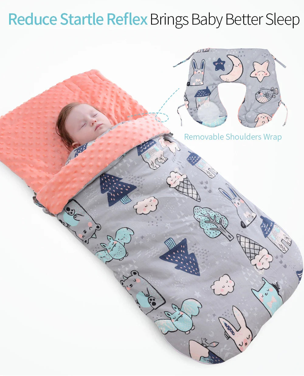 Frendorf | Baby Schlafsack mit Kapuze – Minky Decke für Neugeborene