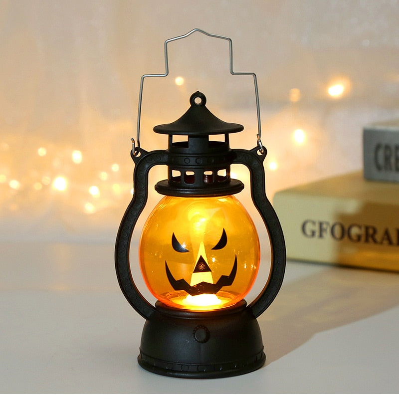 Halloween LED hängende Kürbislaterne Licht Gespenst Lampe Kerzenlicht Retro kleine Öllampe Halloween Party Heimdekoration Horror Requisiten