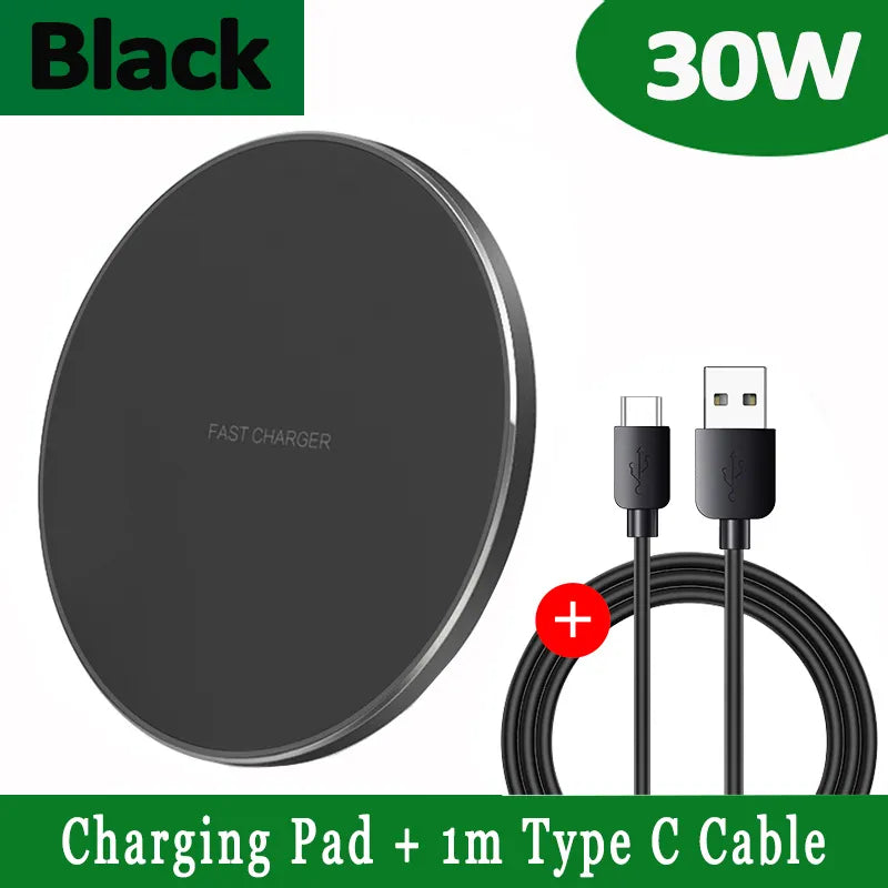 Frendorf | 30W Schnelles kabelloses Ladepad | Premium USB C Ladekabel MagSafe Ladegerät für Apple iPhone, Samsung & Android - Fast Wireless Charging Pad