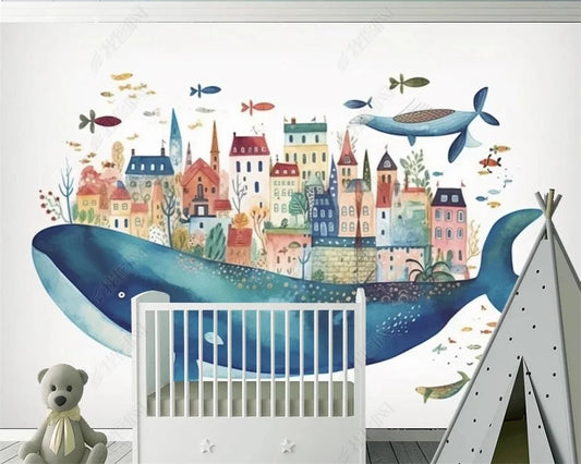 Frendorf | Fabulous Whale Town Tapete Wandbild