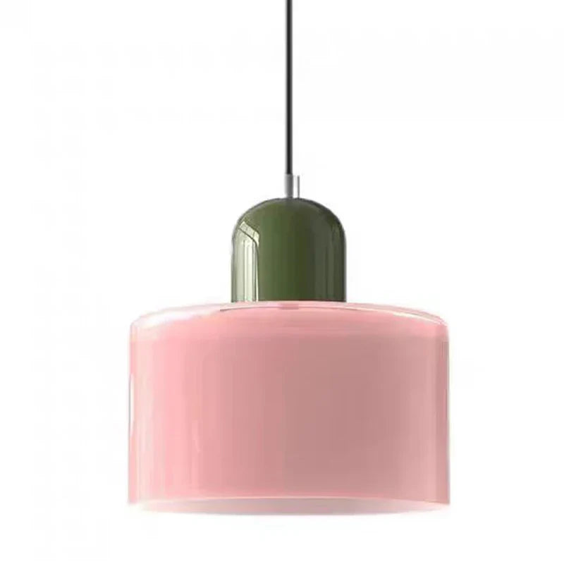 Frendorf | "Nordic Modern Glas Pendelleuchte – E27 Glühbirne, Lange Linie Kronleuchter für Schlafzimmer, Restaurant und Bar – Erhältlich in Weiß, Grün, Pink und Orange"