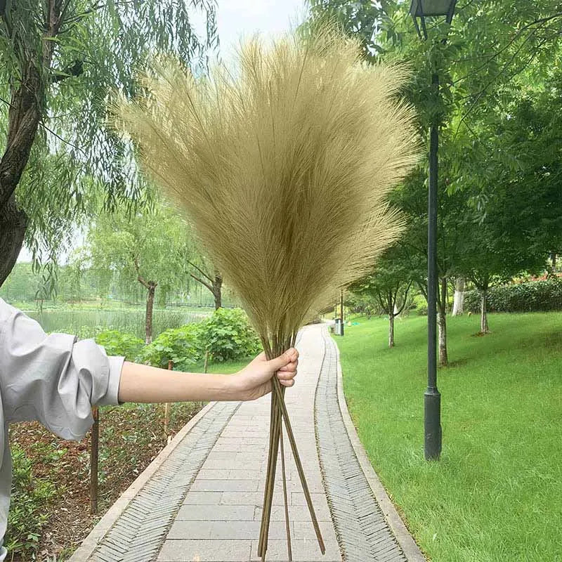 5 Stück 100 cm Künstliches Pampasgras Trockenrohr Blumenstrauß Hochzeitsfeier Dekoration Zuhause Raum DIY Künstliche Pflanzen Dekorationsbedarf