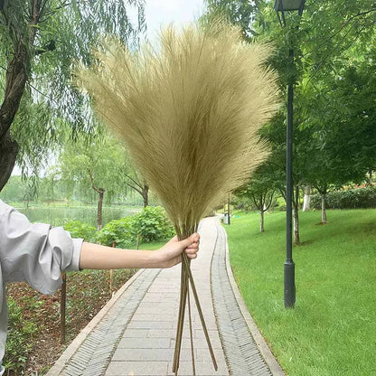 5 Stück 100 cm Künstliches Pampasgras Trockenrohr Blumenstrauß Hochzeitsfeier Dekoration Zuhause Raum DIY Künstliche Pflanzen Dekorationsbedarf