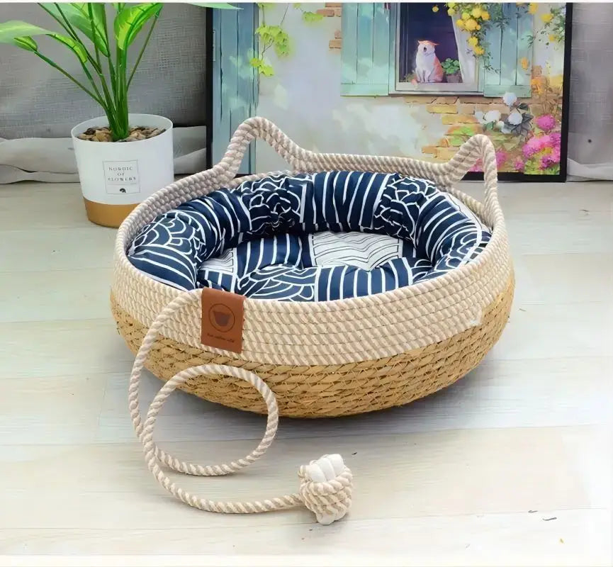 Bequeme Rattan Geflochtene Katzenbett