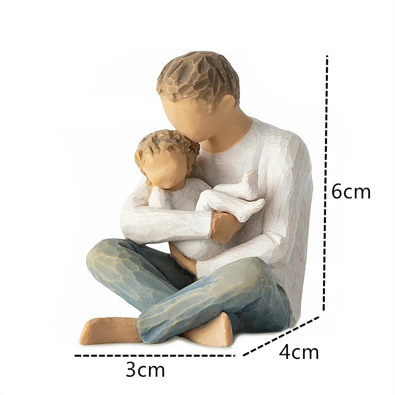 Statuette aus Kunstharz, Menschen, Familienfiguren, Skulptur, Figuren für Heimdekoration, Tischdekoration, Wohnzimmer, Engel, Umarmung, Hund, Vater, Kind