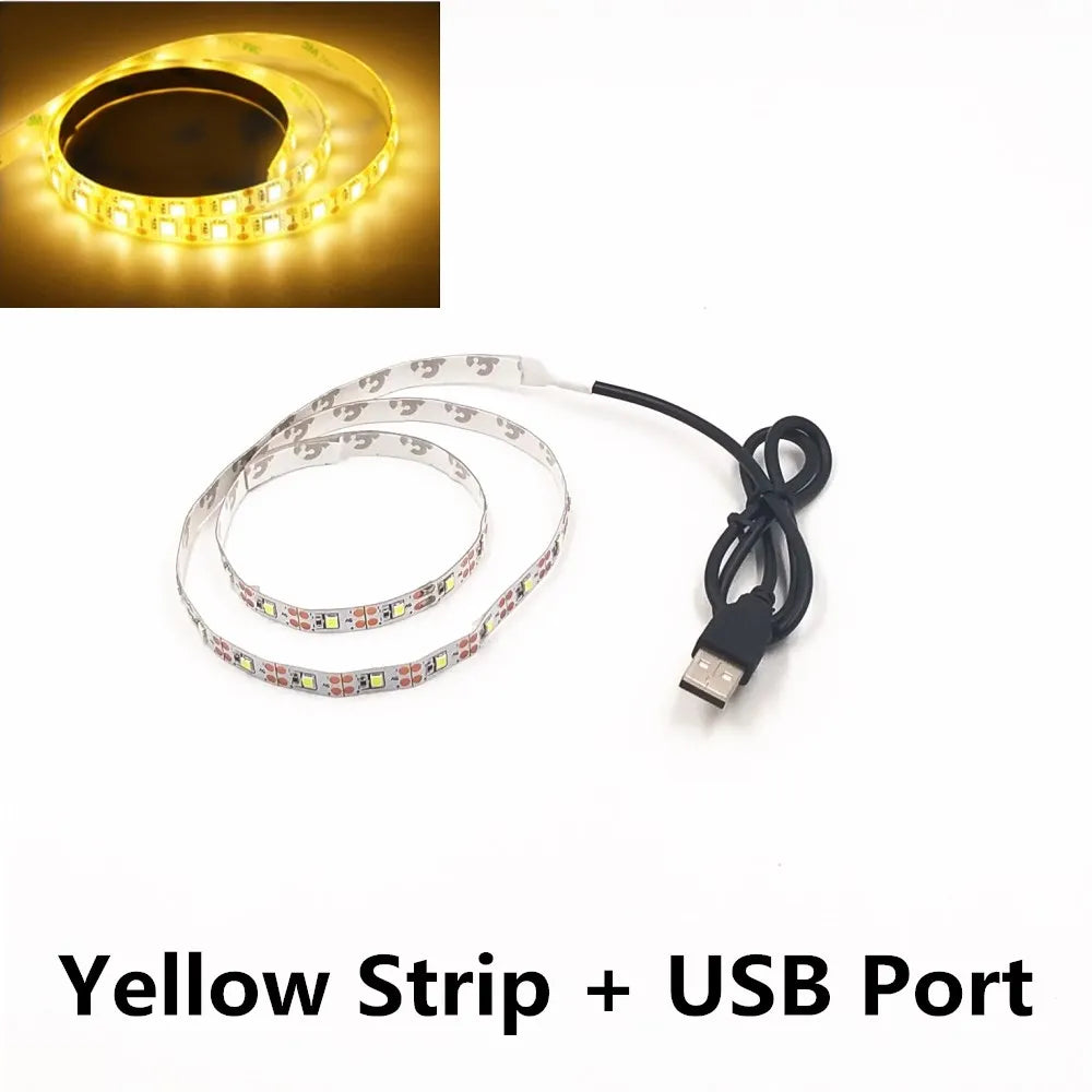 USB LED Nachtlichtstreifen - DC5V, SMD 3528, 50CM 1M 2M 3M 4M 5M Längen, mit USB-Anschluss für TV, PC, Laptop