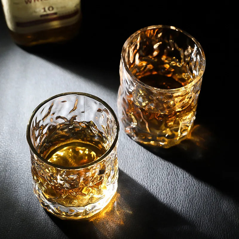 Dickes schweres Whisky-Glas im japanischen Stil Hammer-Kristall-Weingläser Old-Fashioned Cognac Whisky Tumbler Snifter Becher Bierkrug
