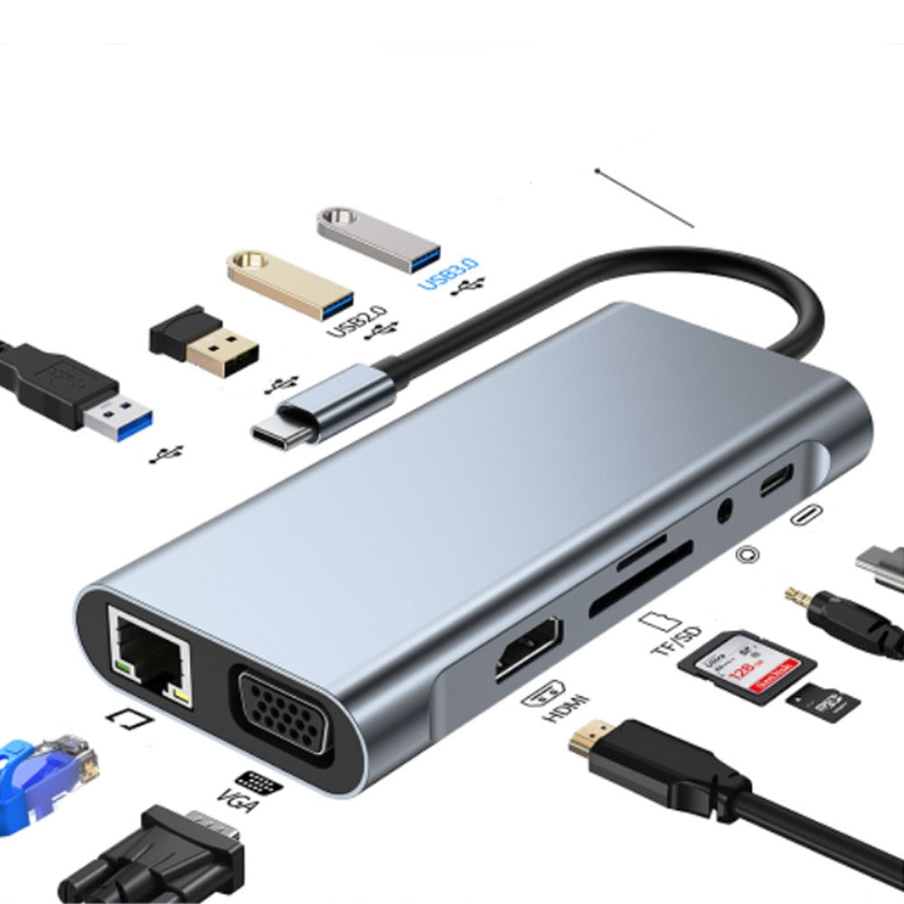 Thunderbolt 3 USB-C Hub mit HDMI, PD, SD/TF für MacBook Air M1 und iPad Pro