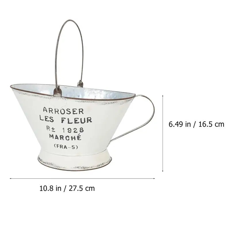 Blumenvasen-Eimer-Pflanzer-Tontopf-Metall-Shabby-Französisch-Galvanisiert-Chic-Retro-Bauernhaus-Vintage-Arrangement-Mittelstück-Hängende-Kanne