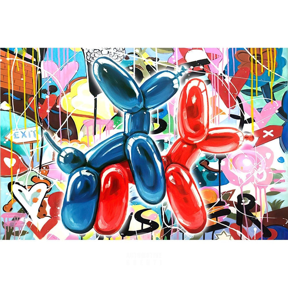 Graffiti-Ballon, guter Hund, Pop-Art-Poster, Druck auf Leinwand, Gemälde, abstraktes Bild für Wohnzimmer, Heimdekoration, rahmenlos