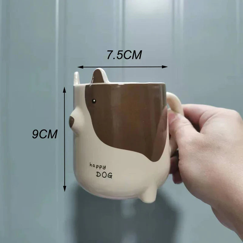 Frendorf | CupBuddy Niedliche Cartoon-Keramiktasse | Kaffeetasse & Milchteebecher | Frühstückstasse als Geschenkidee & Trinkgeschirr