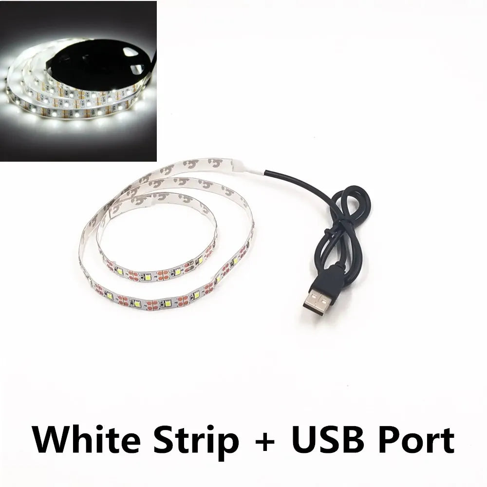 USB LED Nachtlichtstreifen - DC5V, SMD 3528, 50CM 1M 2M 3M 4M 5M Längen, mit USB-Anschluss für TV, PC, Laptop