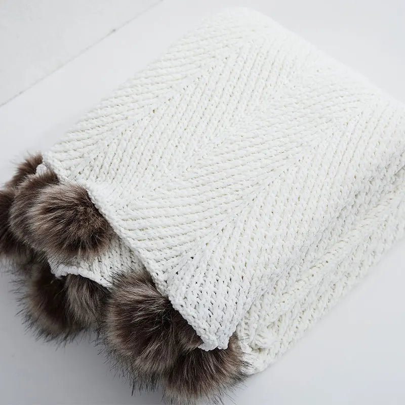 Frendorf | HeartKnit Kuscheldecke aus Chenille | Strickdesign | Für Bett & Sofa | Weich & Gemütlich