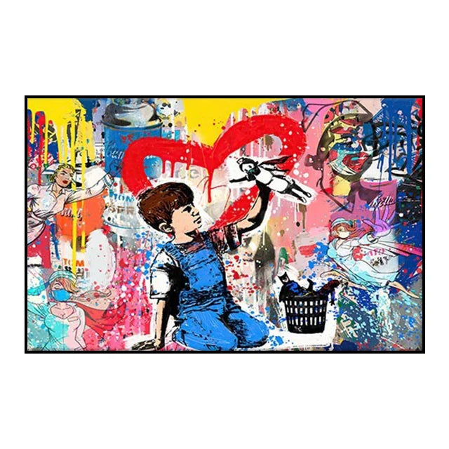 Modern Pop Wall Art Street Graffiti Bus Car Charles Chaplin HD Canvas Nordic Poster Print Home Bedroom Living Room Decoration