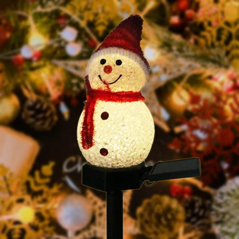 Sonnenenergie Schneemann Lichterketten Pflöcke | Außen Weihnachten Garten Dekoration für Wege, Rasen & Terrasse - PowSnow