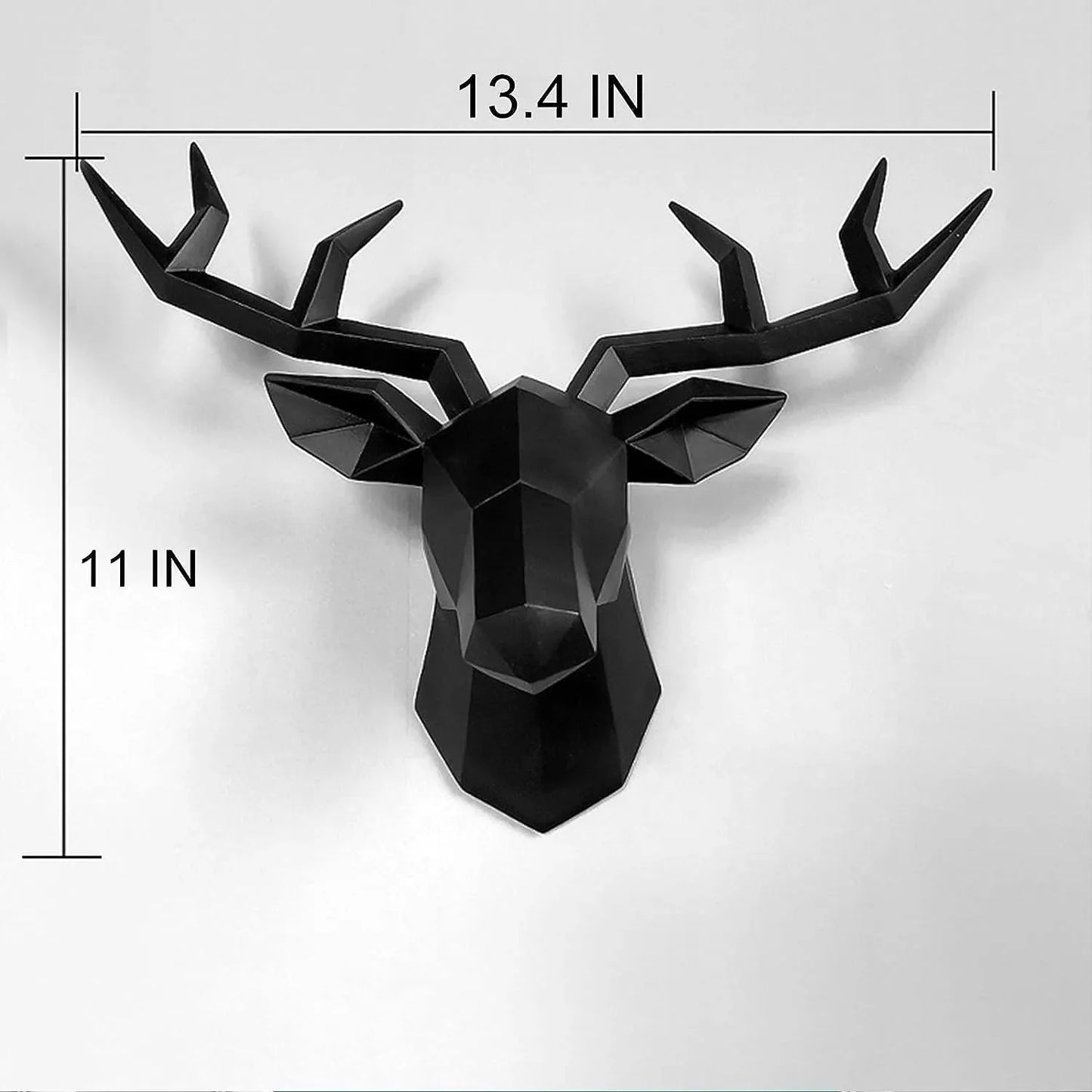 3D-Hirschkopf-Skulptur, geometrisches Kunstharz, Tier-Hirschkopf-Wanddekoration, moderne Heimdekoration, luxuriöse dekorative Wanddekoration