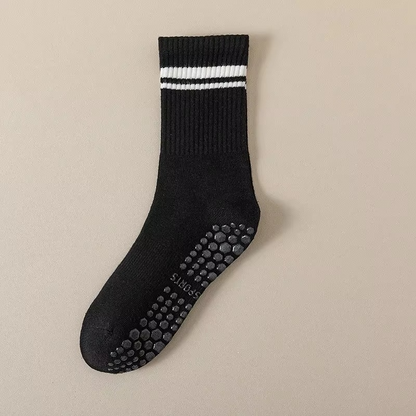 Frendorf | Unisex-Mid-Calf gestreifte Yoga-Socken - rutschfest, schweißabsorbierend, geruchskontrollierend