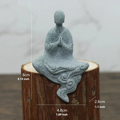 Frendorf | TranquilStone Buddha Figuren Set | Meditative Mönchs Statuen | Zen Garten Dekoration | Achtsamkeit & Feng Shui Deko für Zuhause