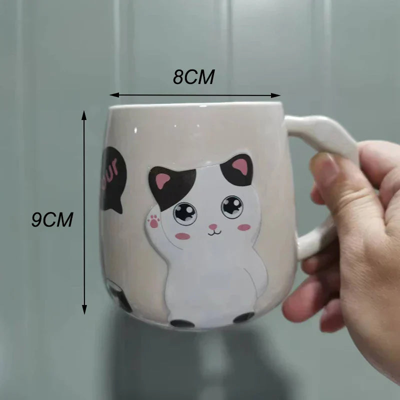 Frendorf | CupBuddy Niedliche Cartoon-Keramiktasse | Kaffeetasse & Milchteebecher | Frühstückstasse als Geschenkidee & Trinkgeschirr
