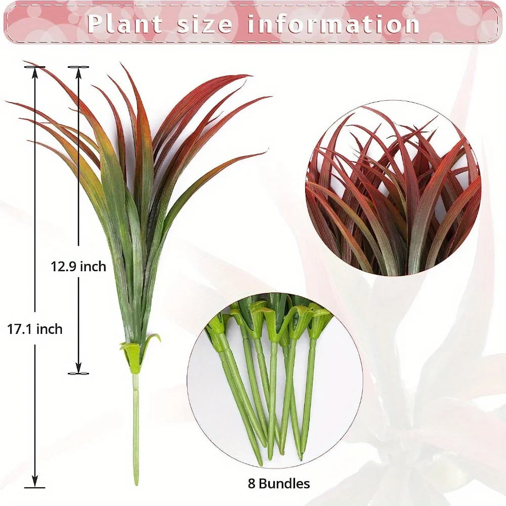 Frendorf | 10PCS Simulierte Chlorophytum Künstliche Pflanzen – Faux Bostonfarn Büsche mit Kunststoffblättern für die Dekoration im Außenbereich