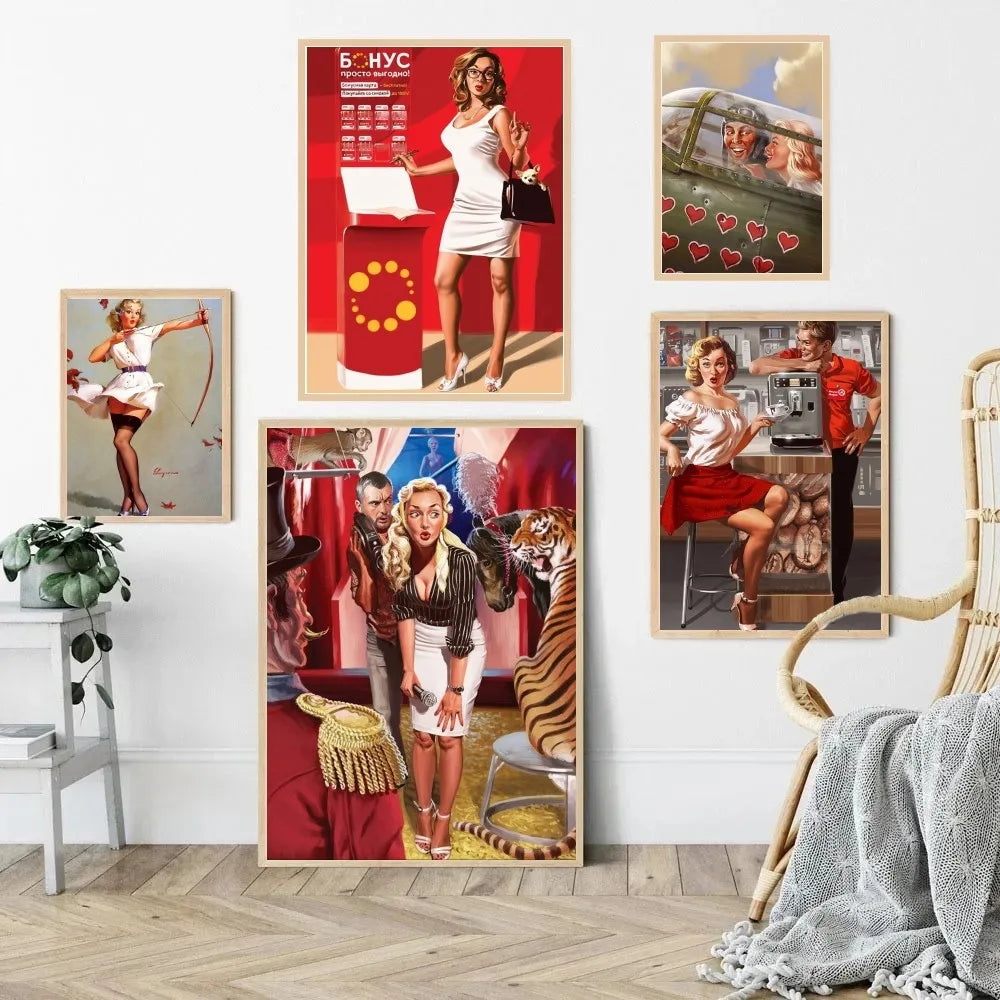 New Russian Shabby Chic Girls Poster Wall Art Home Decor Room Decor Digital Painting Living Room Restaurant Kitchen Art