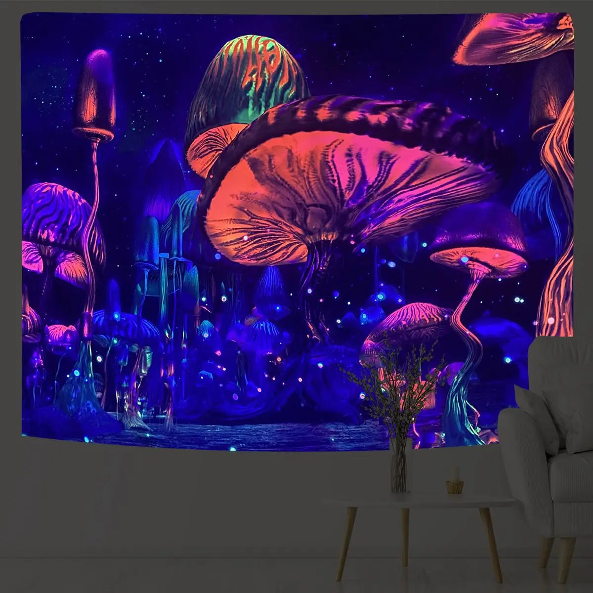Psychedelischer Pilz Glow Wandteppich