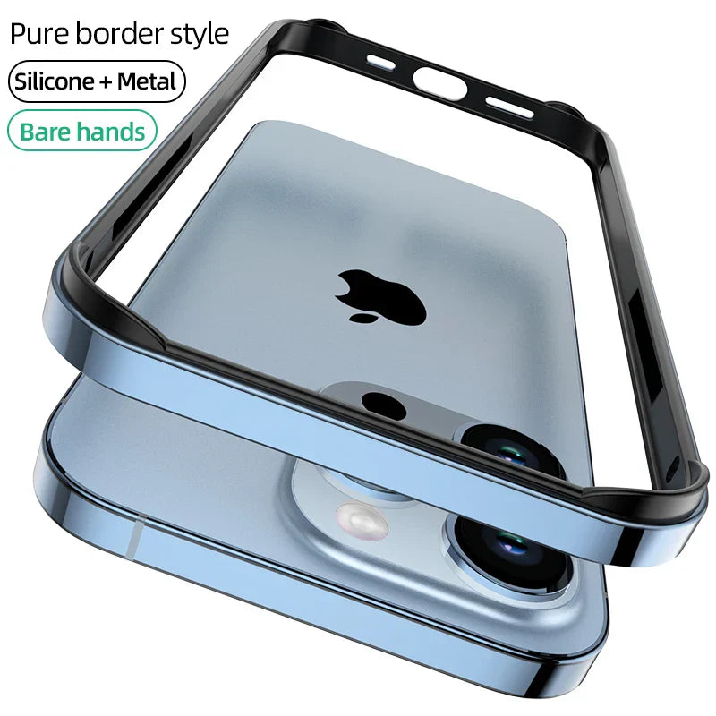 Frendorf | Luxus Silikonrahmen Hybrid Aluminium Bumper Hülle für iPhone