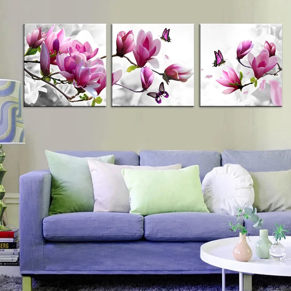 Diamant Malerei Triptychon Magnolia Blumen Diamant Stickerei Neu angekommen Kreuz Stich Kits DIY Mosaik Bild Home Decor