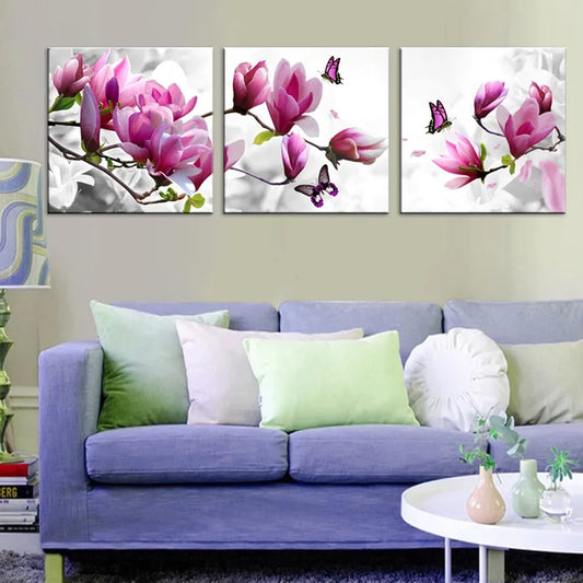 Diamant Malerei Triptychon Magnolia Blumen Diamant Stickerei Neu angekommen Kreuz Stich Kits DIY Mosaik Bild Home Decor