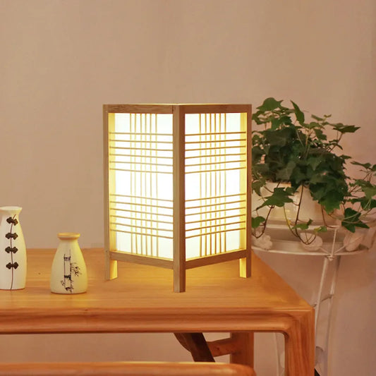 Bambusgewebte japanische Stil Tischlampe