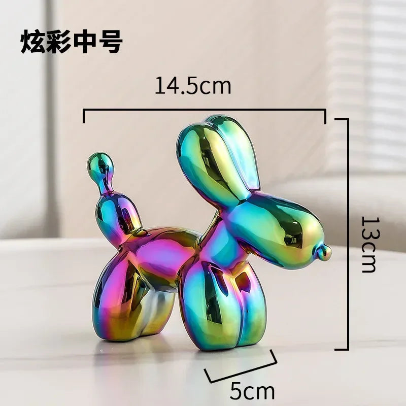 Nordic Keramik Ballon Hund Skulptur Gold Tier Dekorationen Statue Wohnzimmer Ornamente Kreative Desktop Ornament Wohnkultur