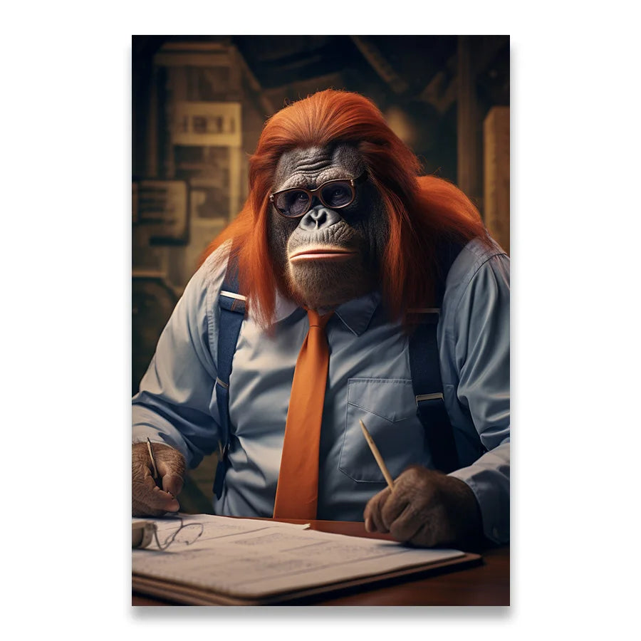 1Stk Wandkunst Leinwandmalerei Tierheimdekoration Wohnzimmer Innendekoration Arzt Poster Schlafzimmer Anwalt Orang-Utan Dekoration