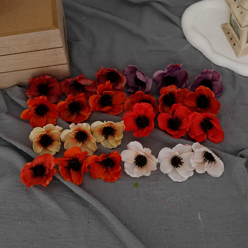 Frendorf | 20 Stück Seiden-Kunst-Poppyköpfe – Perfekt für Hochzeiten, Partys, Zuhause, Weihnachtsdekoration und DIY-Projekte