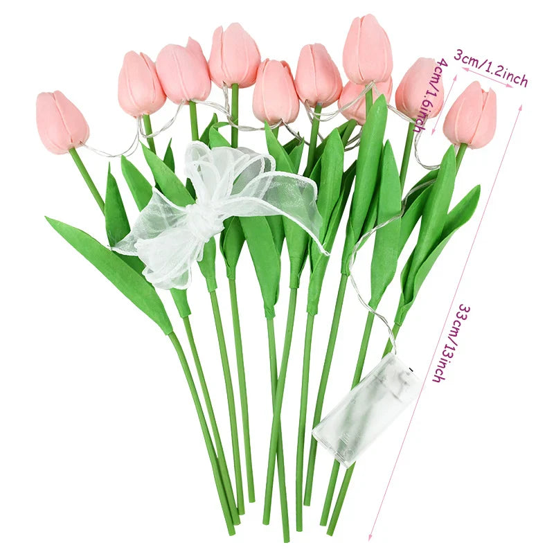 LED-Lampe mit künstlichem Tulpenblumenstrauß perfekt für Geschenke oder als Hochzeitsfeier-Hausdekorationen