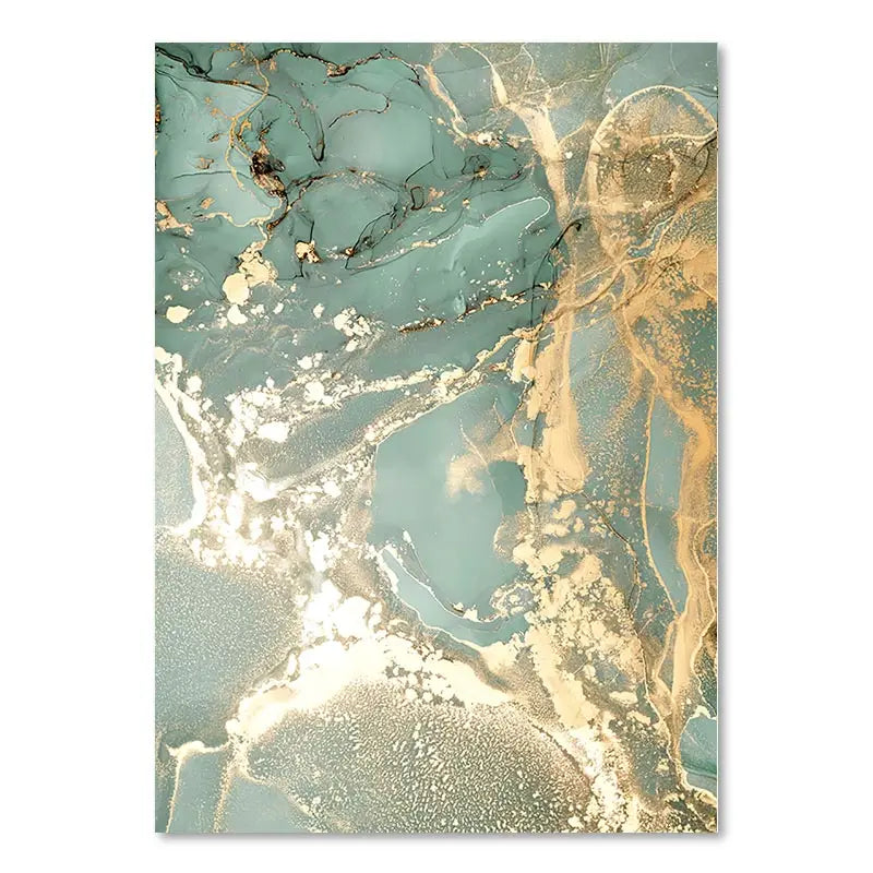 Nordic Abstract Sand Waves Gold Palm Posters Green Marble Line Coral Wall Art Print Canvas Painting Pictures Living Room Decor
