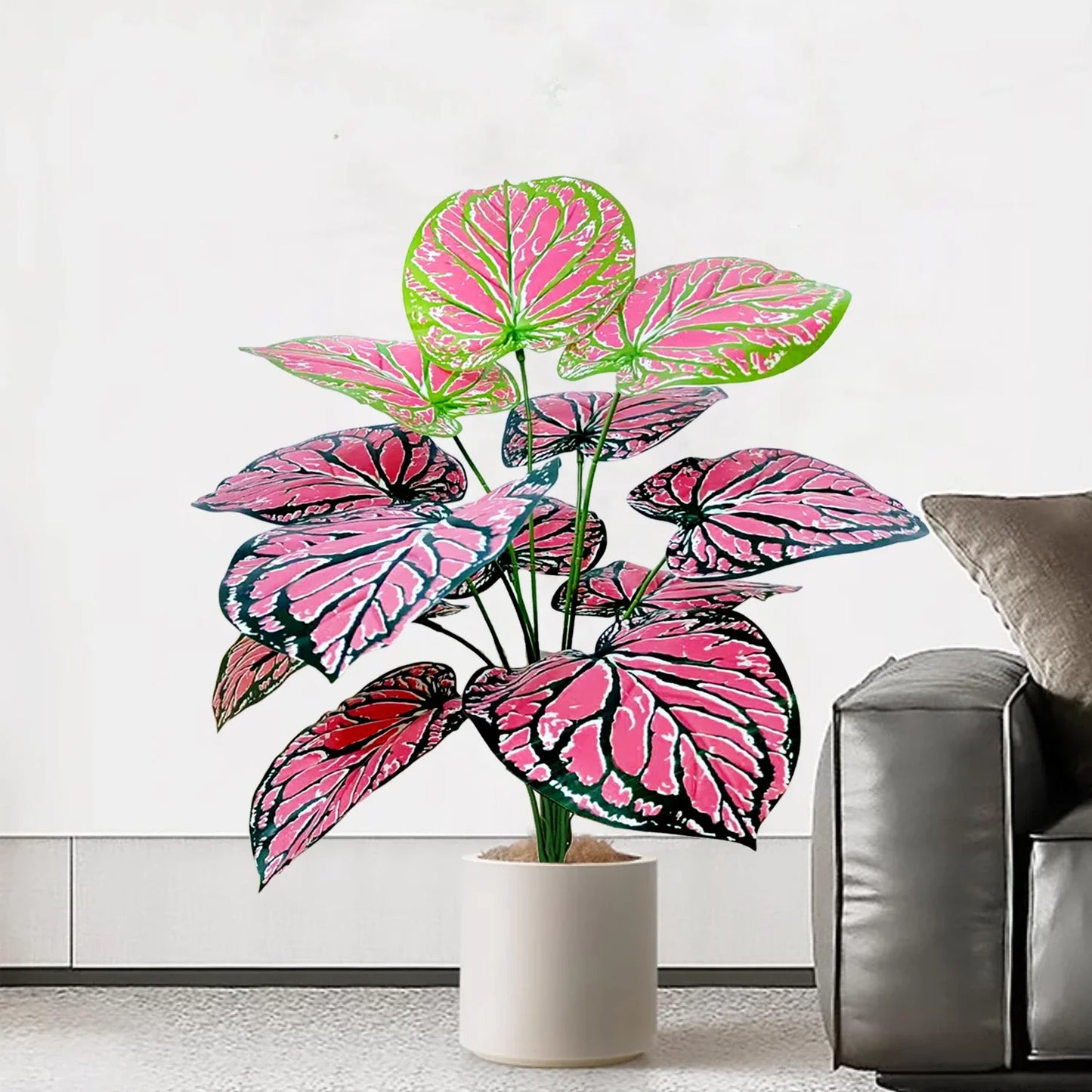 Frendorf | 105 cm Künstliche Pink Fairy Taro & Monstera Blätter – Seidentradieschen & Callalilien Dekor für Zuhause, Büro und Jubiläumsfeiern – Boden Display