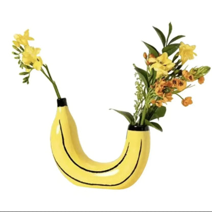 Bananenvase, Blumenvase aus Kunstharz, niedliche Bananenform, dekorative Tischvase für Blumenarrangements, Wohnzimmer, Schlafzimmer, Heimdekoration