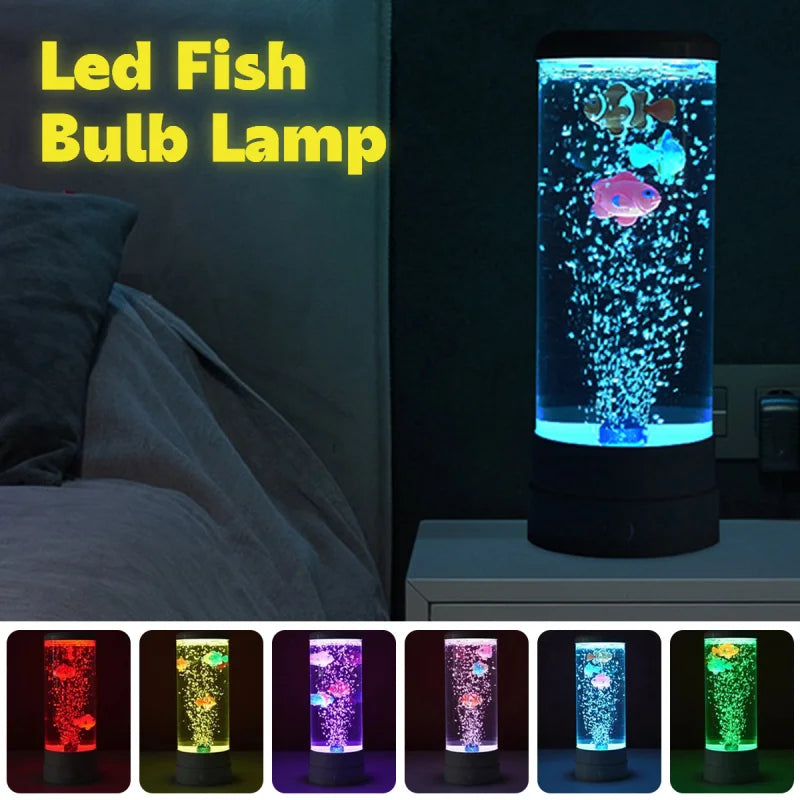 Simulated Led Colorful Large Bubble Fish Light Aquarium Tank Usb Night Light for Home Desk Bedroom Living Room