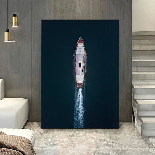 1 Stück Wohnzimmer Heimdekoration Leinwandmalerei Angelboot Innenmalerei Bilder Wanddekoration Nordischer Stil Fluss Schlafzimmer