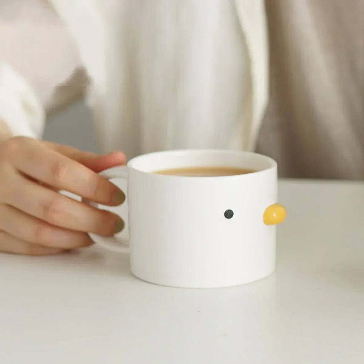 Keramische Chick Kaffeetasse Saft Handgriff Büro Teetasse Tasse Küche Party Trinkwerkzeuge Mikrowellenfest Keramische MilchTasse 400ml Tasse