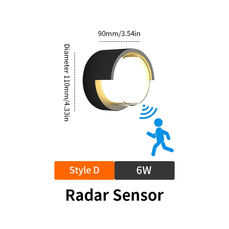 Frendorf | LED Smart Bewegungsmelder Wandlicht – 6W/12W Automatische Notbeleuchtung für Innen- & Außenbereich (Flure, Balkone, Schlafzimmer)