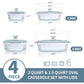 4-teilige Glas-Auflaufform, Set mit 2 Auflaufformen mit Glasdeckeln, 1,9 Qt und 3 Qt