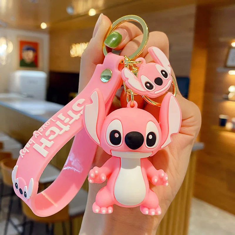 Anime Disney Schlüsselanhänger - Süßer Mickey Mouse, Minnie, Lilo und Stitch Cartoon Schlüsselring, Ornament und Autoanhänger, Perfekte Geschenke für Kinder