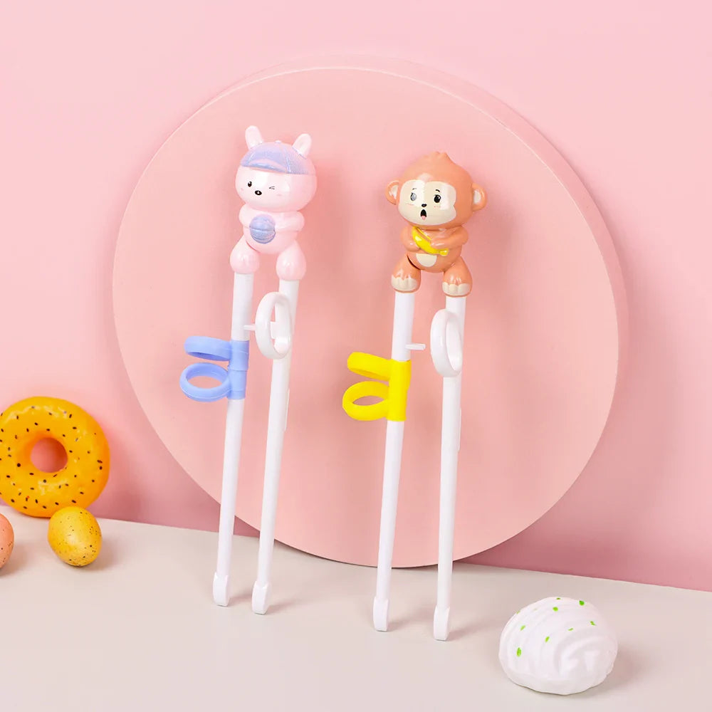 Cartoon Tier Baby Training Essstäbchen - 1 Paar, Anfängergeeignetes Kinderlern-Geschirr & Esshilfe Werkzeuge