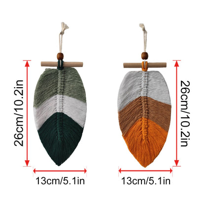 2 Stück Böhmische Gewebte Blatt-Hängedekorationen, Wanddekoration, Kunsthandwerk, Hängende Ornamente, Raumdekoration