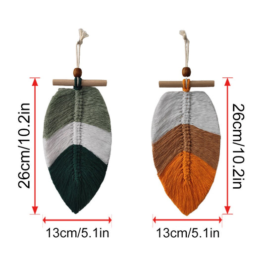 2 Stück Böhmische Gewebte Blatt-Hängedekorationen, Wanddekoration, Kunsthandwerk, Hängende Ornamente, Raumdekoration